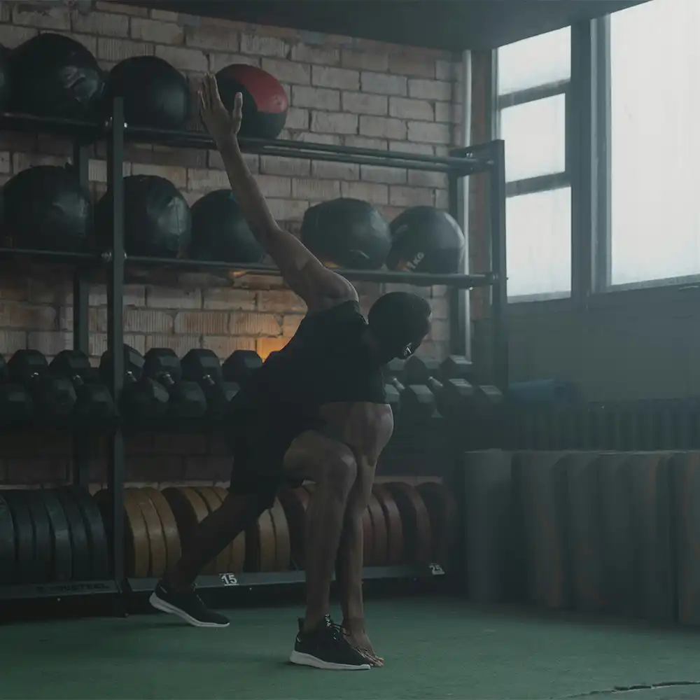 stretching in the gym